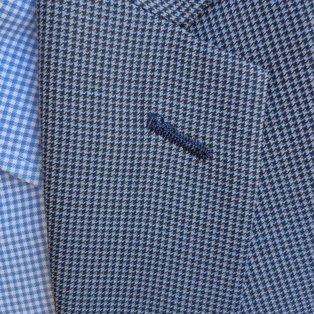 JOESEPH ABBOUD Recent Metallic Blue Houndstooth Weave Wool 42‎ S Mens Sport Coat